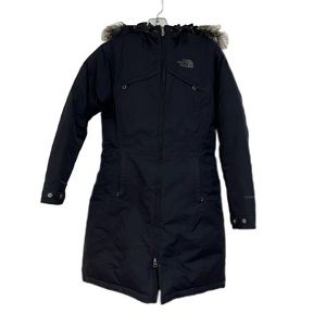 The North Face XS Womens Coat Parka Jacket Black Goose Down Hooded